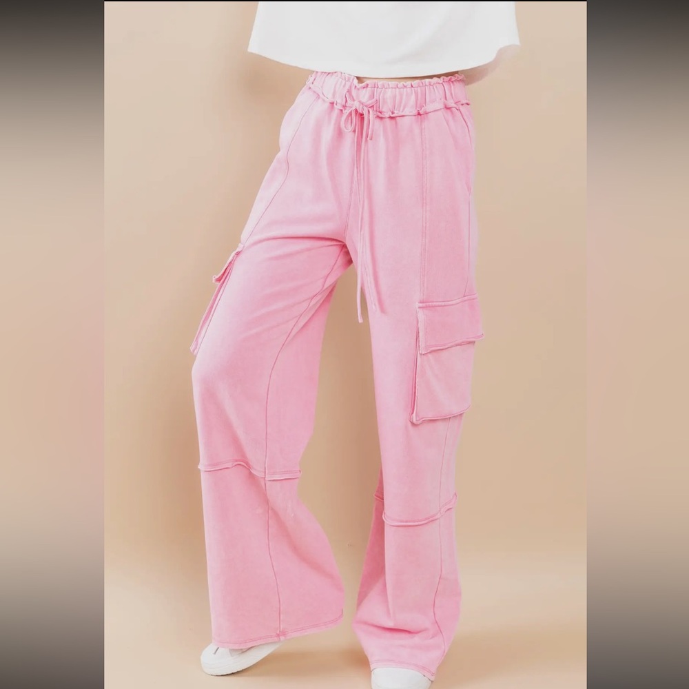 Mineral Washed French Terry Cargo Pants